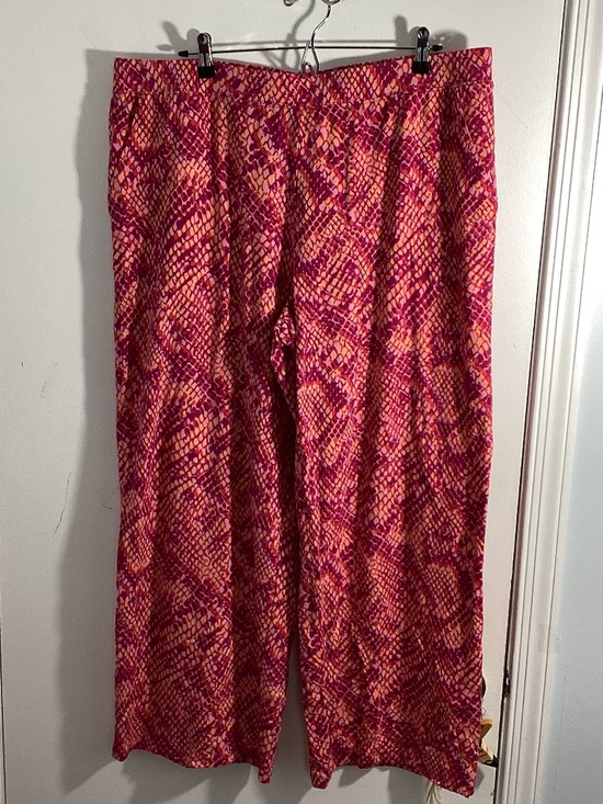 d&co Pants - D & CO. BEACH XL WIDE LEG PINK PURPLE GEOMETRIC PRINT COTTON/VISCOSE BLEND